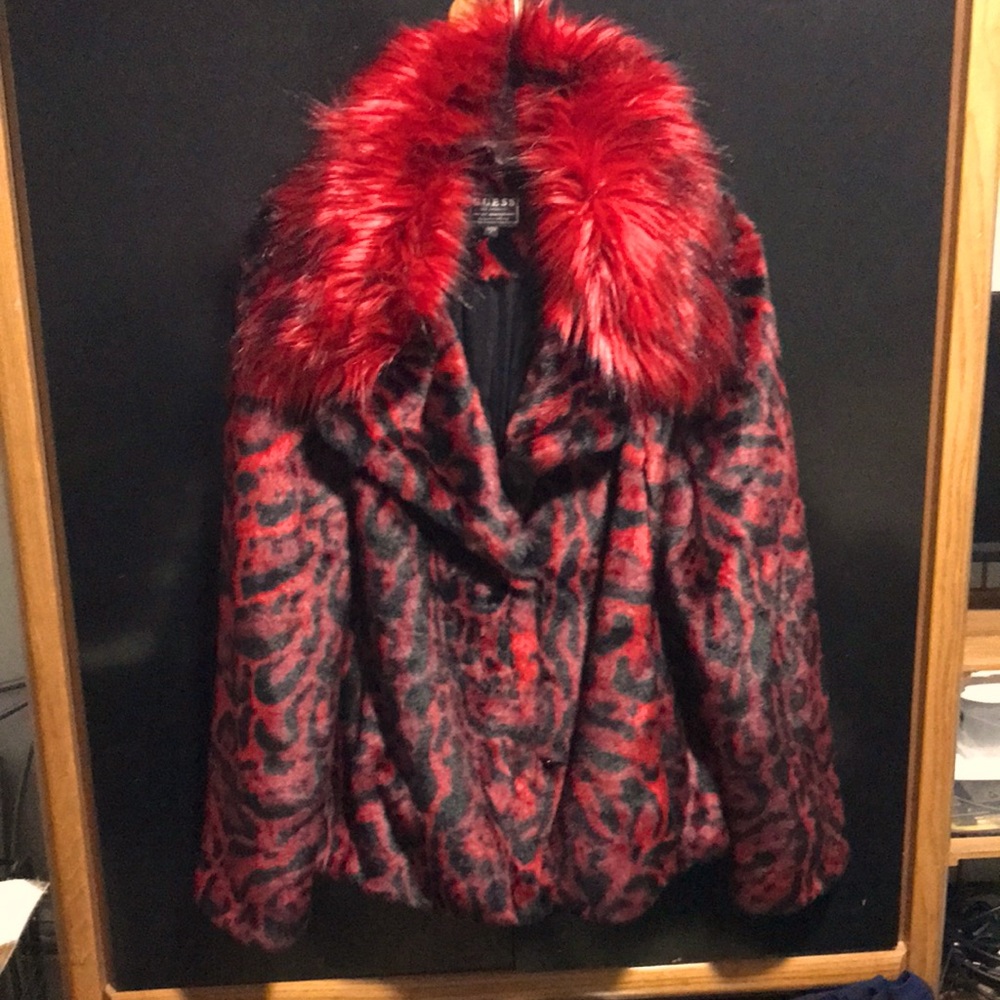 COPY - New Guess red leopard coat size:L